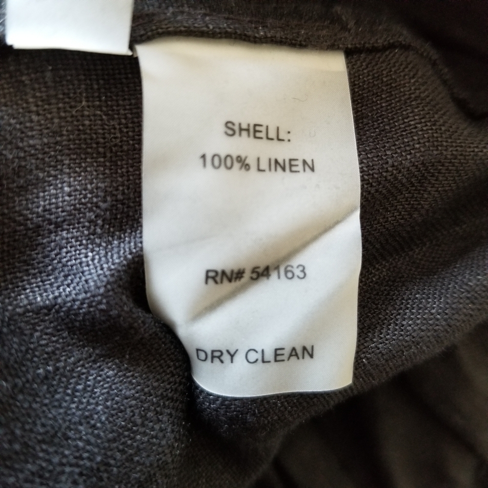 Calvin Klein Womens Black Linen Roll Tab Cuff Pants Size Small Elastic Waist Zip - Picture 5 of 11
